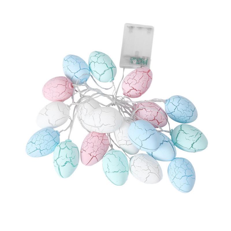 Easter LED Crackle Egg & Bunny String Lights with Star Cotton Ball Decor