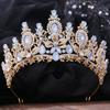 DIEZI Роскошная Тиара-Корона из 10 Цветов Опалового Розового Хрусталя для Женщин Свадебная Вечеринка Элегантная Свадебная Цветочная Корона Аксессуары для Волос