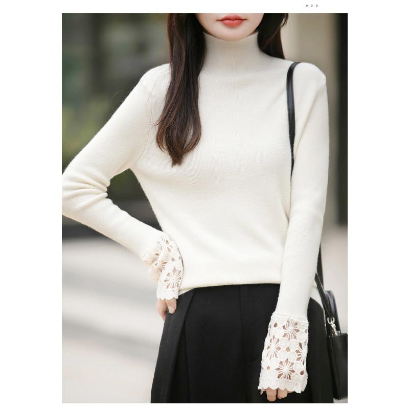 Women S Half Turtleneck Long Sleeve Knit Top Cuff Crochet Base Layer