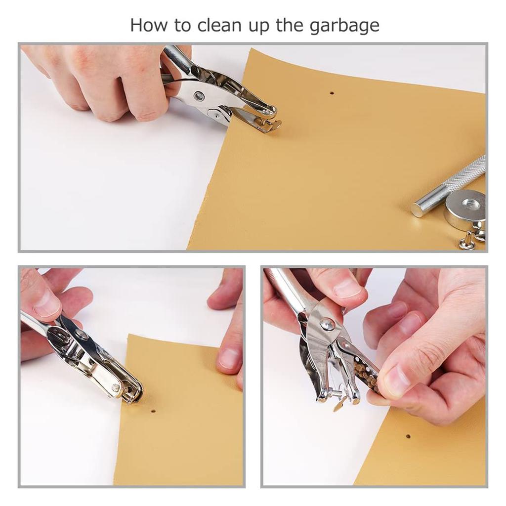 360 Sets 3 Sizes Leather Rivets Double Cap Rivet Tubular Metal Studs with 4 Fixing Set Tools for