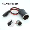 14AWG 30CM 20A 12V 24V Car Female Lighter Socket To SAE 2 Pin Quick Release Disconnect Connector Plug  Extension Cable