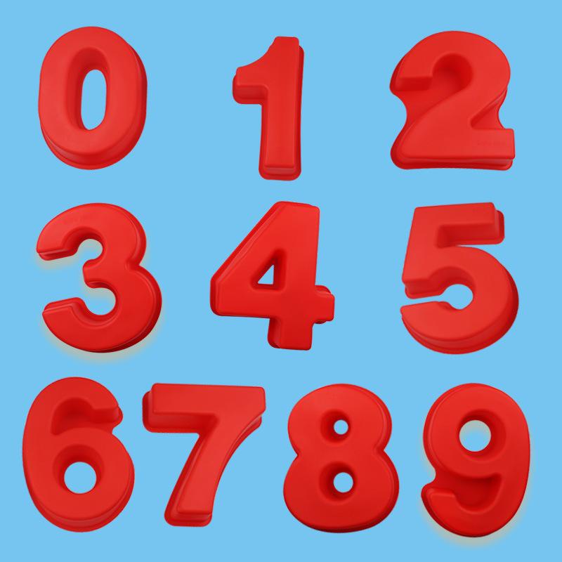 Goldbaking 9 Pieces Whole Set Large Silicone Number Mold Number Cake Moulds Baking Tray For Birthday Wedding