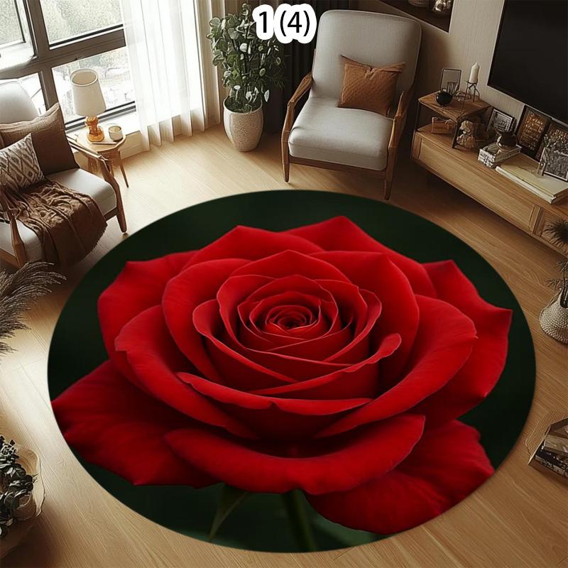 2D Rose Floor Mat Non-slip Blanket Inches Quick Dry Flower Carpet for Living Room Bedroom Living Room Decoration Area Rug