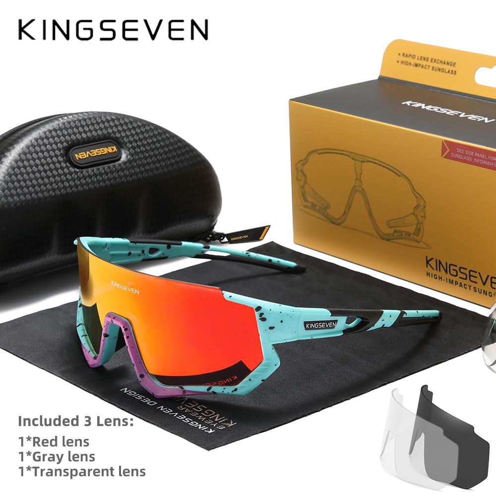 KINGSEVEN Велосипедные Солнцезащитные Очки Anti-UV Мужские Женские Велосипедные Очки UV400 Поляризационные Рыбалка Велосипед Альпинизм Большой Размер Спортивные Очки