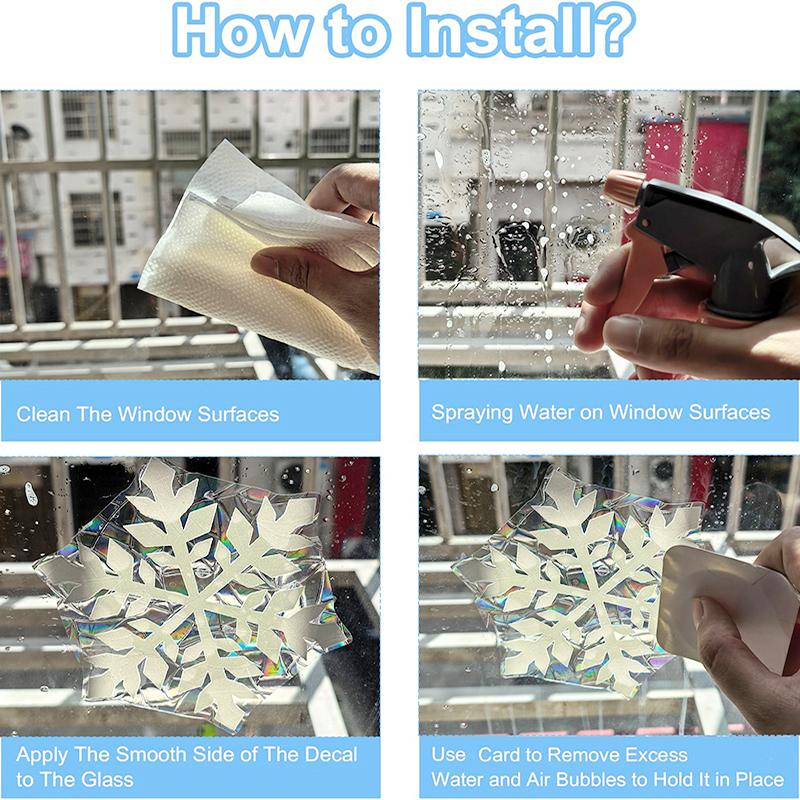 6 шт. Ловец солнца Снежинка Наклейка на окно Электростатическая Съемная Наклейка на стекло Снежинка Рождественское Украшение для спальни Гостиной