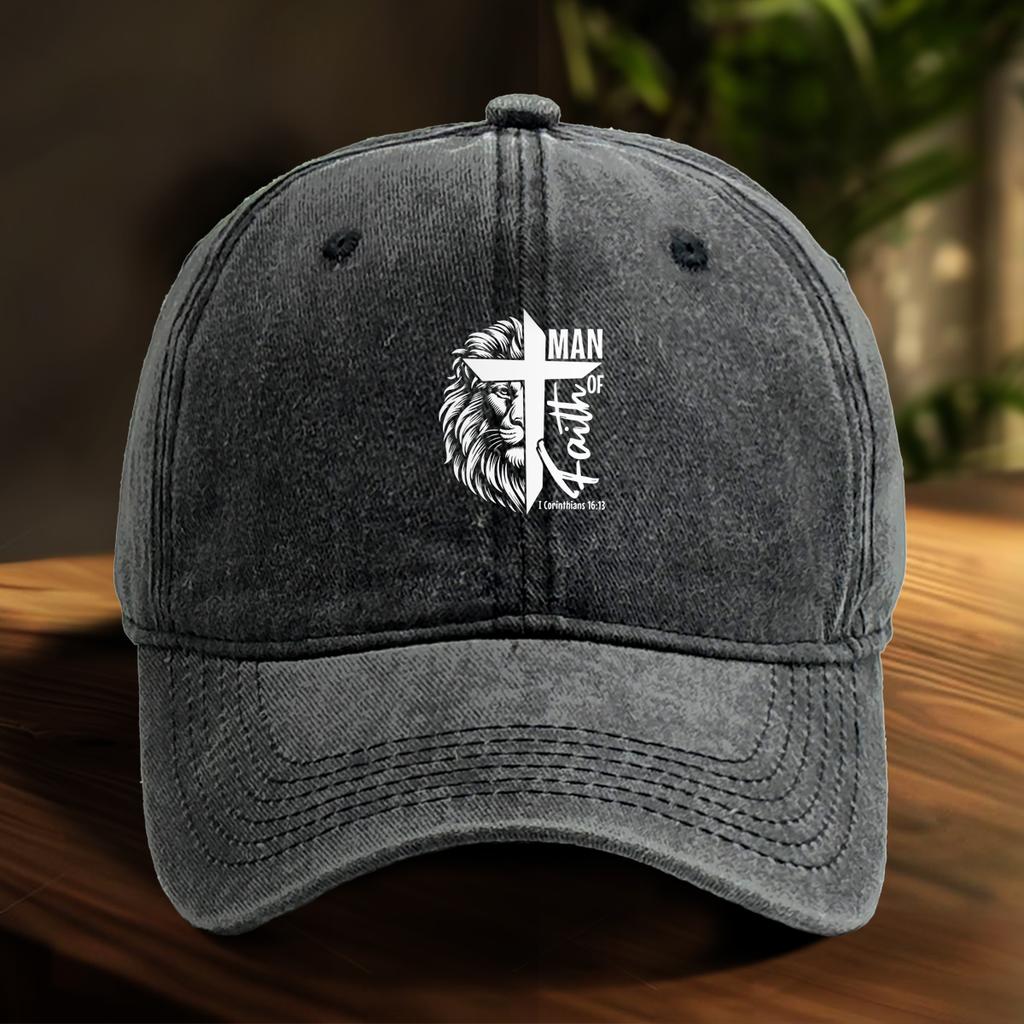 Регулируемая бейсболка Man Of Faith, кепка тракера с изображением льва и креста, простая кепка-снэпбек, солнцезащитная шляпа, идеальный выбор для кемпинга