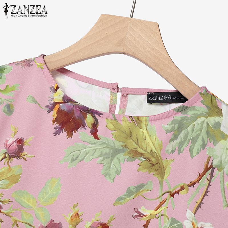 ZANZEA Женский повседневный костюм из двух частей: блузка с цветочным принтом и широкие брюки