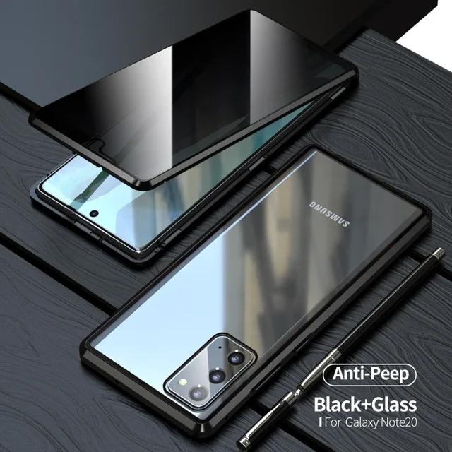 360 Полное покрытие Магнитный Металлический Флип-кейс Для Samsung Galaxy 20 Ultra Note20 Чехлы Закаленное Стекло 20 Приватность Fundas Euti