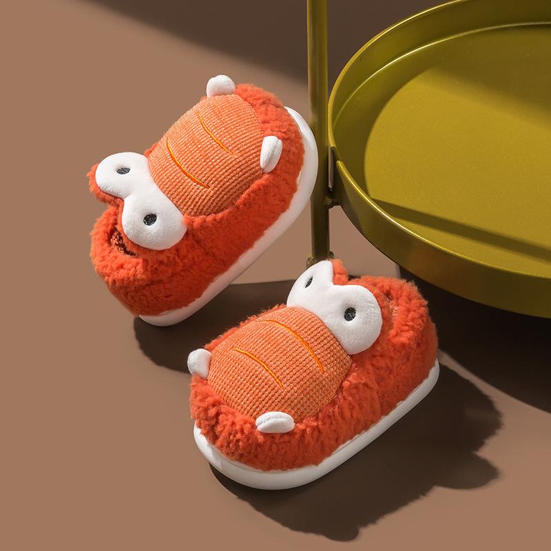 2024 Новые хлопковые тапочки для девочек, осень и зима, домашние плюшевые крокодиловые милые детские мальчиковые универсальные теплые хлопковые туфли в японском стиле
