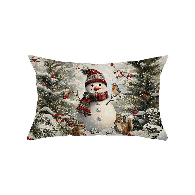 Christmas Waist PillowcaseAtmosphere Decoration Living Room Sofa Pillow Polyester Printed Cushion Cover
