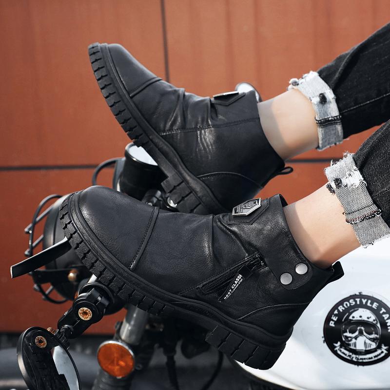 2024 New Men Ankle Boots Retro Motorcycle Boots 2024 Soft Outdoor Zip Walking Winter Shoes For Men Comfortable Shoes Botines 45