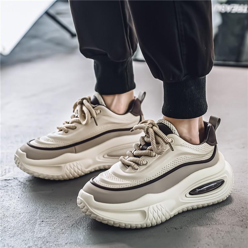 2025 осень новинка модная мужская обувь с низким верхом в цвете европейские туфли для папы на толстой подошве, увеличивающие рост, повседневная обувь