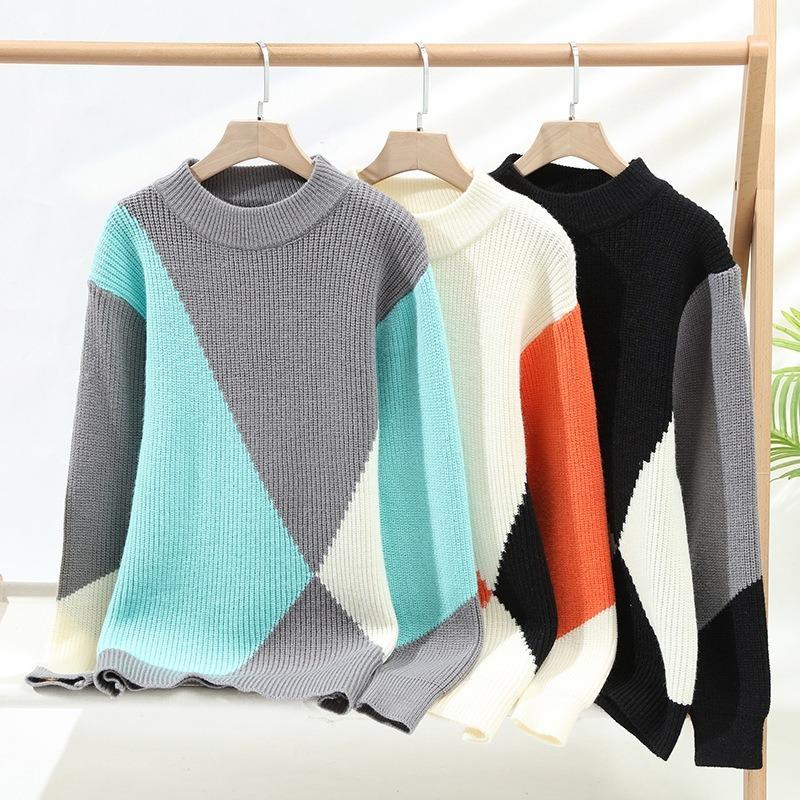 Men S Thick Half High Neck Long Sleeve Pullover Knit Sweater Korean Style