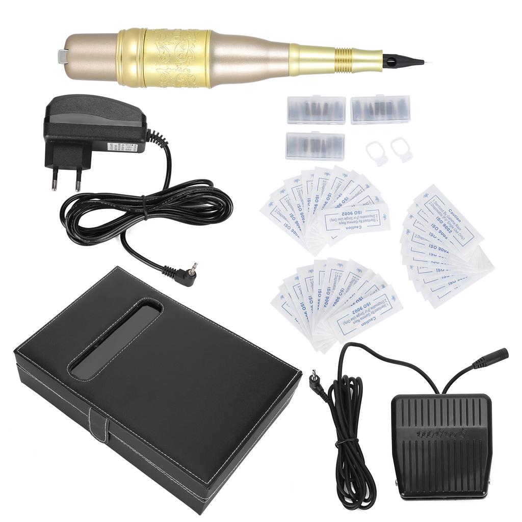 Набор машинок для татуировки Профессиональная ручка для татуировки с ножной педалью для бровей, губ, татуировок Champain