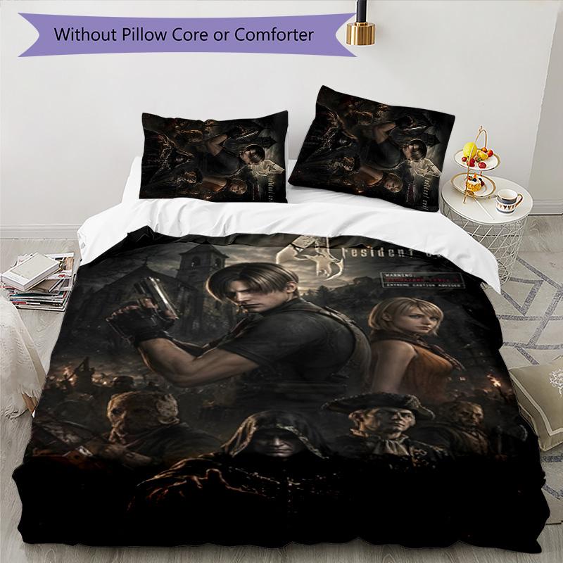 3pcs Resident Evil Design Cover Set - HD Printed Bedding with 1 Cover and 2 Pillowcases - Perfect for Home and Dorm Decor