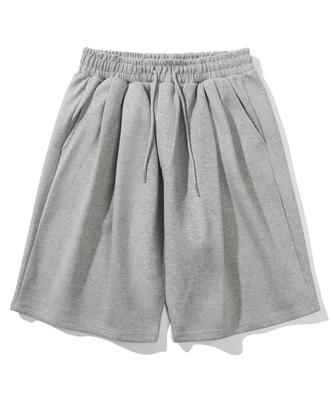 BASEMOMENT Double-Pleat Bermuda Sweatpants Melange Gray
