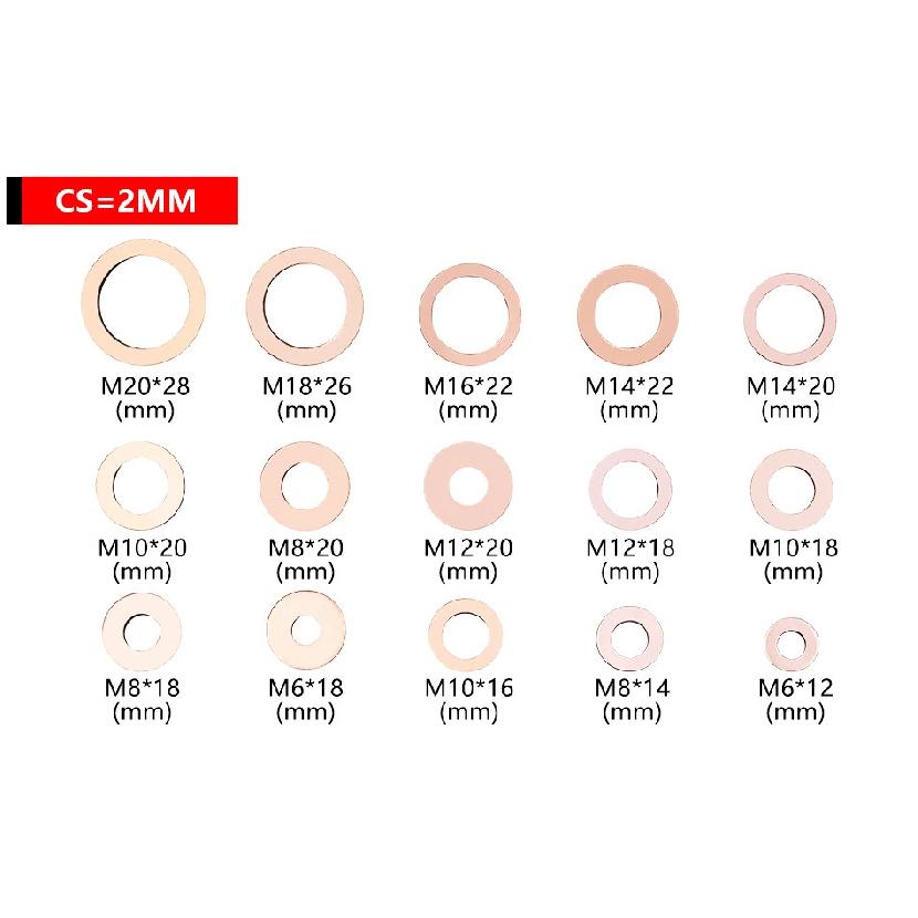 5Pcs DIN7603 M6 M8 M10 M12 M14 M16 M18 M20 T3 O Ring Gasket Sealing Copper Washer Boat Crush Washer Flat Seal Ring Fitting-.-