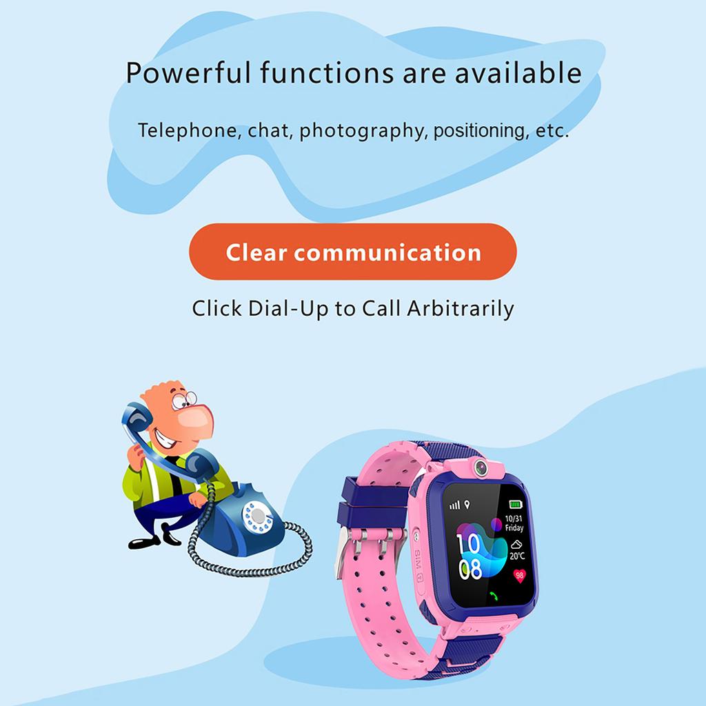 1.44'' Kids Smart Watch LBS Tracker SOS Call 2 Way Call Voice Chat Security Zone Setting IP67 Waterproof Children Phone Watch Smartwatch Phone
