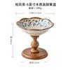 High-Value Fruit Plate Wooden High-Footed Fruit Plate Ceramic Pastry Plate Snack Tray Entrance Ornament Export