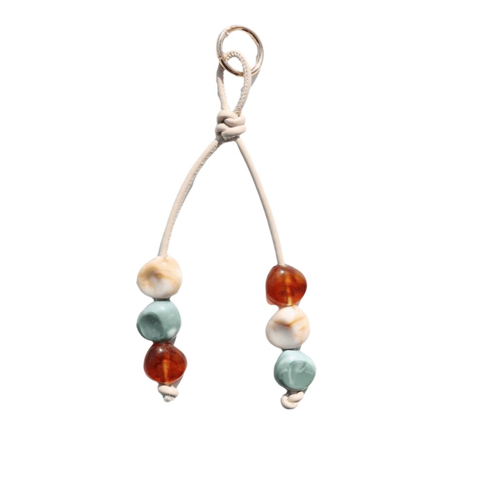 Cord Resin Beaded Keychain Lightweight Key Pendant Vintage Braided Keyring Office