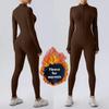 Winter Warm Fleece Tight Jumpsuit Yoga Fitness Dance Cycling Jumpsuit Zipper Tight Jumpsuit Pilates Sports Warm Training Jumpsuit
