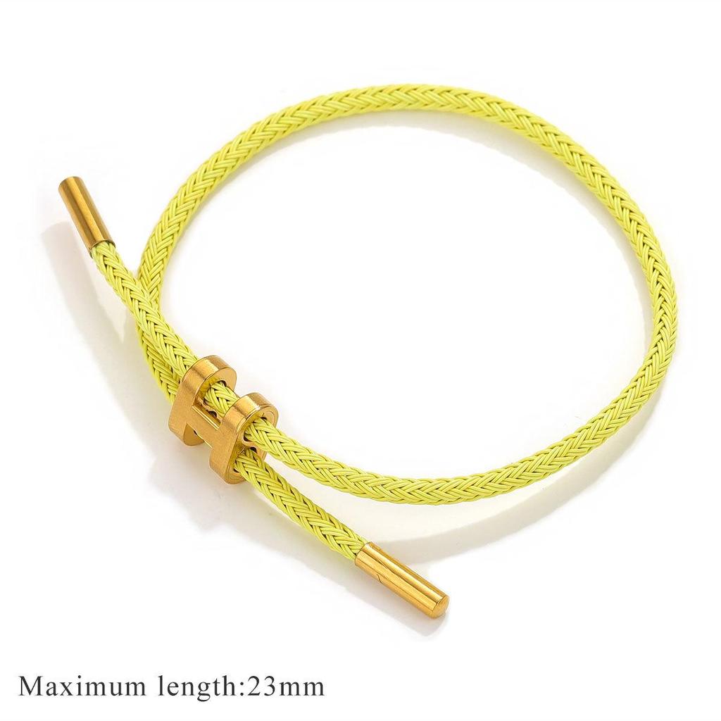 Регулируемый браслет из красной веревки с позолоченной пряжкой I-образной формы 18 карат и титановой сталью с покрытием из твердого золота 3D