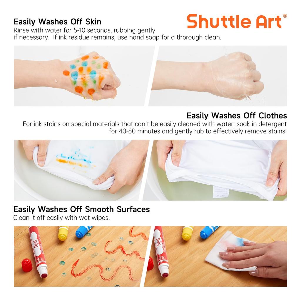 Shuttle Art Dot Marker Color for Includes 1 Coloring Easy to Great for and Gifts Pens, 30-Color Set, 12ml, Kids, Water-Based, Washable, Book, Grip,