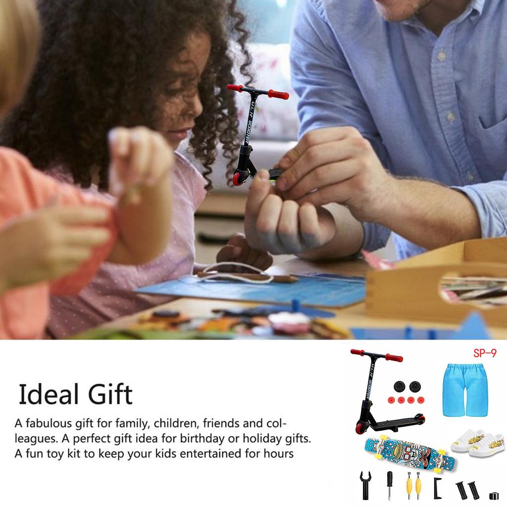 Мини-самокат для пальцев | Мини-скейтборд для пальцев со штанами и обувью