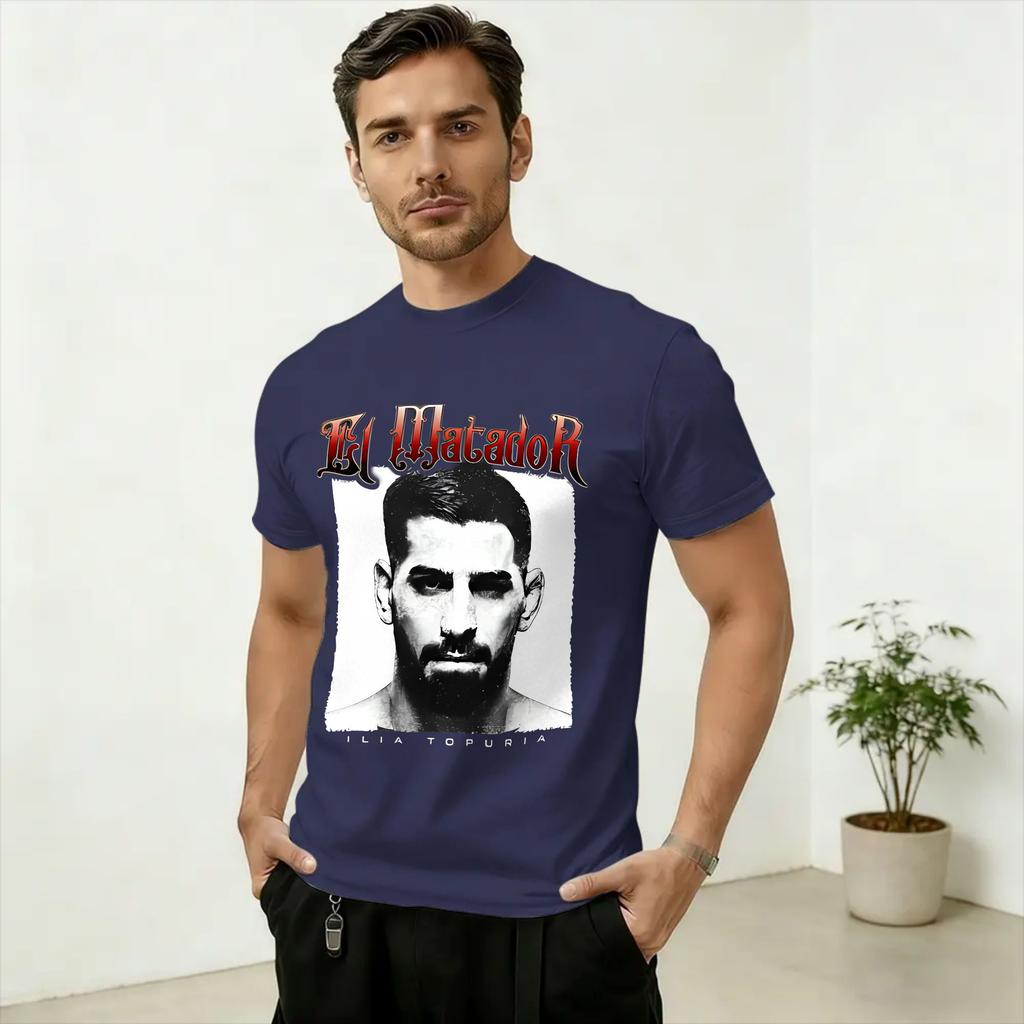 Ilia Topuria Fanart Merch Unisex T Shirt Fashion Tees Short Sleeve Crew Neck T-Shirt Cotton Graphic Clothes