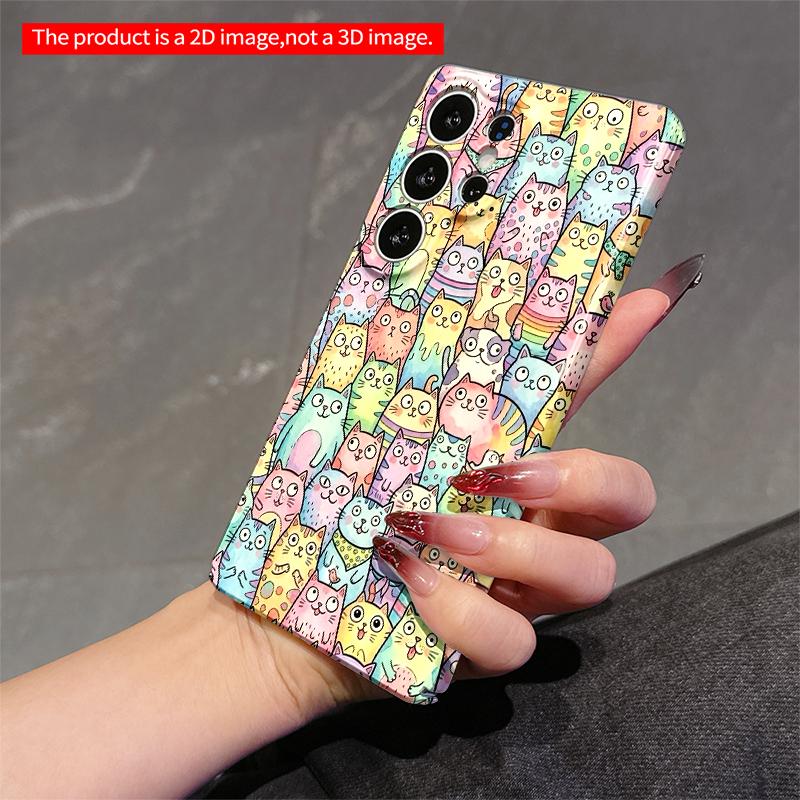 2DFlat Samsung phone case Colorful Watercolor Cats Phone Case Applicable to Galaxy S22 S23 S24 S25ULTRA S26 A12 A13 A14 A15 A16 A34 A35 A54 A55