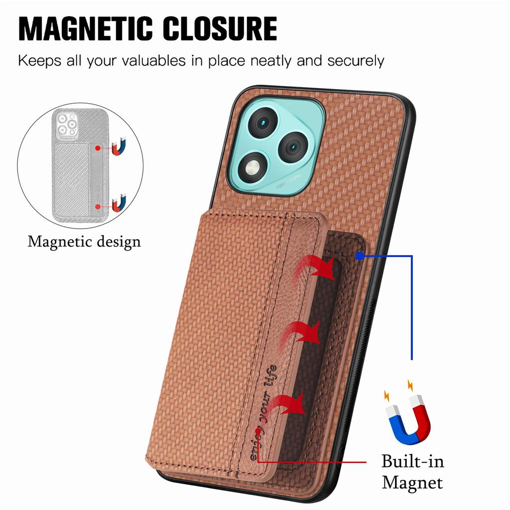 Чехол для Honor 400 Lite 5G с блокировкой RFID, задняя крышка из кожи с углеволокном и держателем для карт