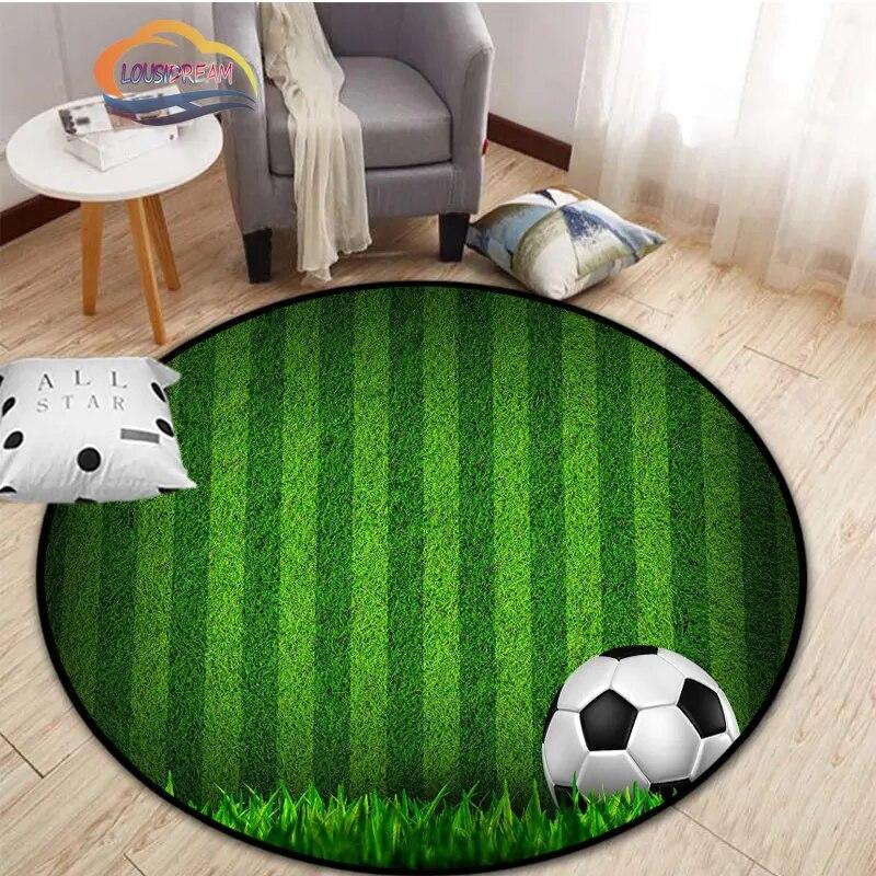 Ковер с изображением футбола, украшение для гостиной, круглая кровать, стул, коврик для дома, входная дверь, дети