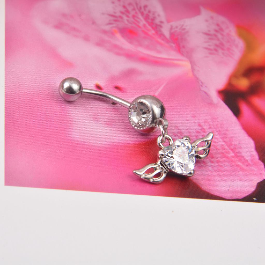 Корейские популярные проколы ювелирных крыльев, персиковое сердце, инкрустированные бриллиантами, пупок, пряжка ремня