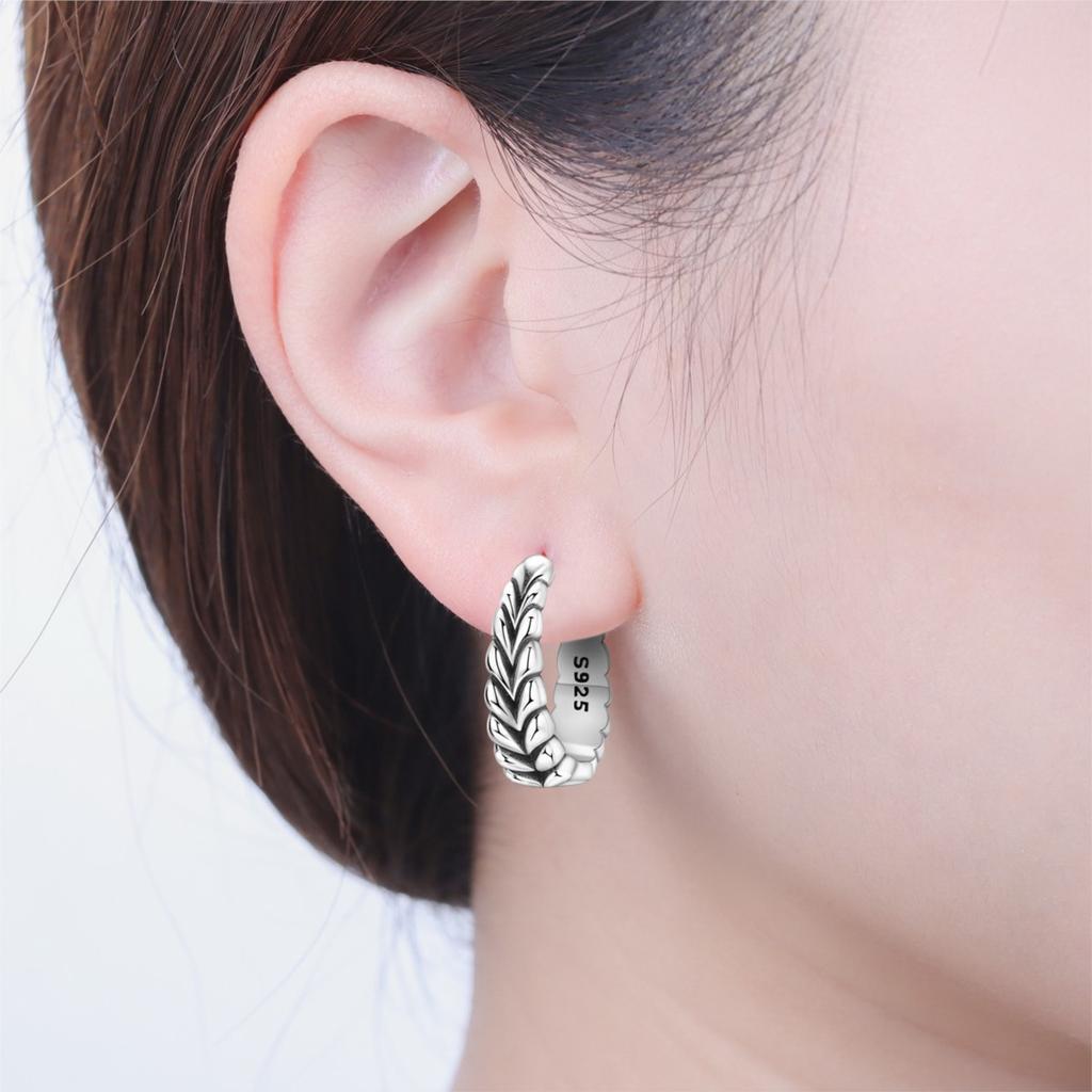 Серьги Orstarry из серебра S925 Универсальные Винтажные Базовые Плетеные Серьги Для Женщин Подарок на День Рождения Тонкие Ювелирные Изделия