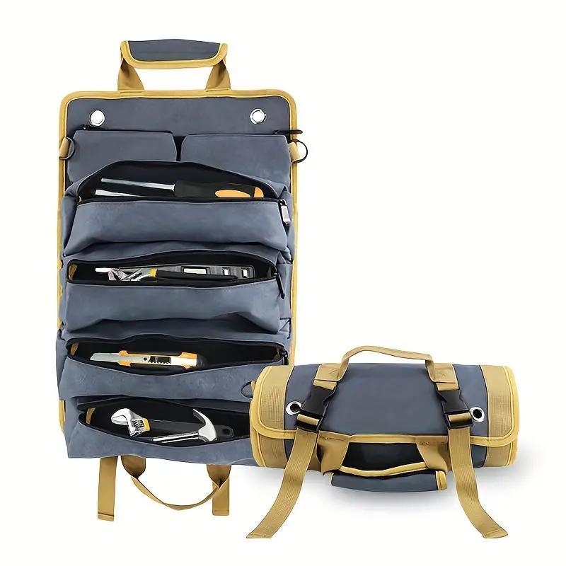 Multifunctional Roll Up Tool Bag, 1 Count Portable Tool Storage Bag with Handle, Space Saving Tool Organizer for Home & Garden &