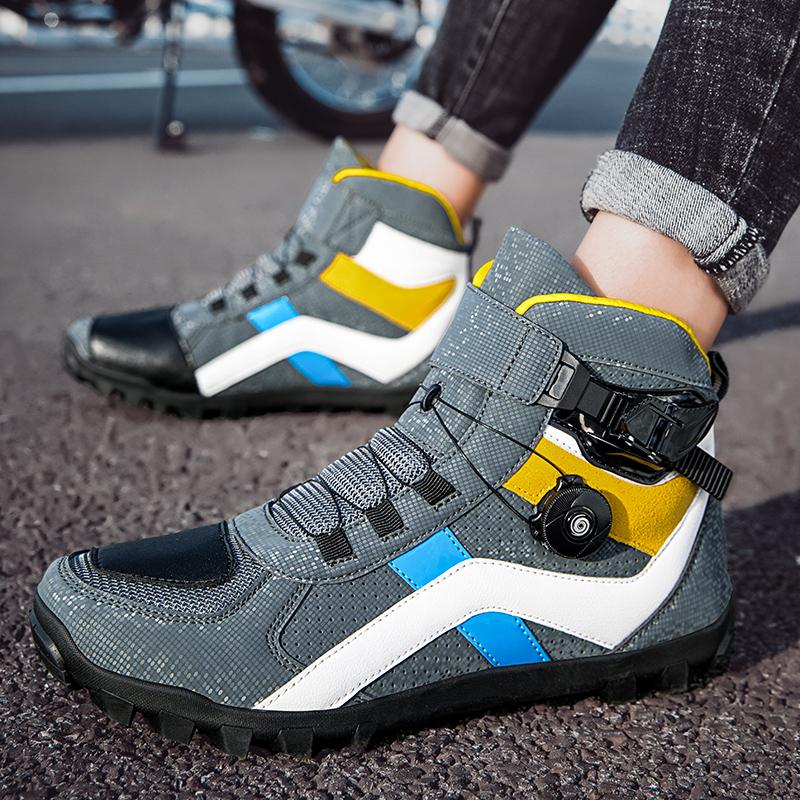 Мотоциклетные защитные ботинки для езды мужские противоскользящие дышащие всесезонные новые внедорожные короткие ботинки дорожное снаряжение велосипедные ботинки