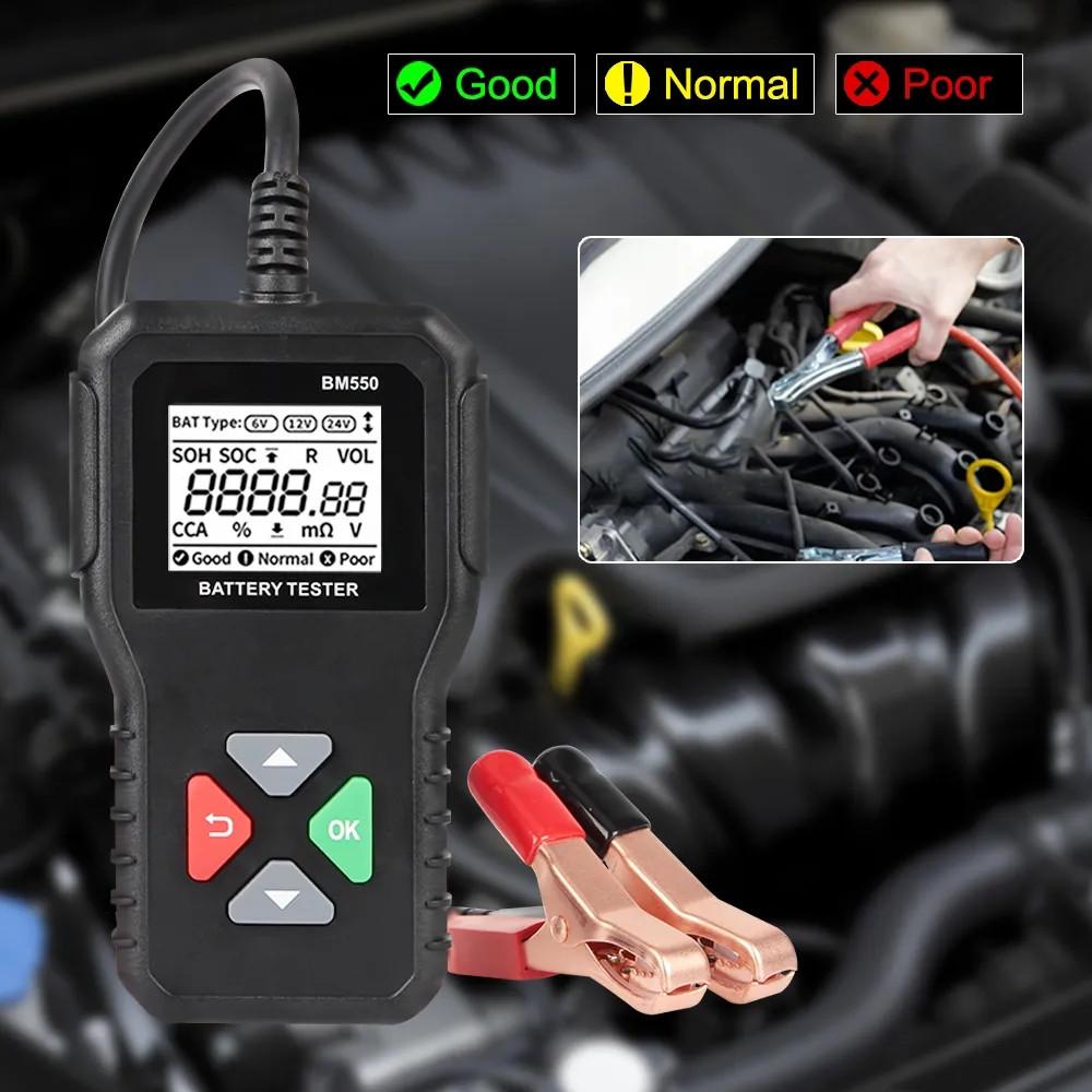 New 1Pcs Battery Tester BM550 100-2000 CCA Test Analyzer Diagnostic Tool Detector Accessories For Car Motorcycle Truck Trailer