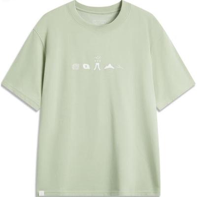 Футболка Li Ning Sports Trend Series с круглым вырезом и коротким рукавом, влагоотводящая, мужская, пустынно-зеленая, AHSU507-6