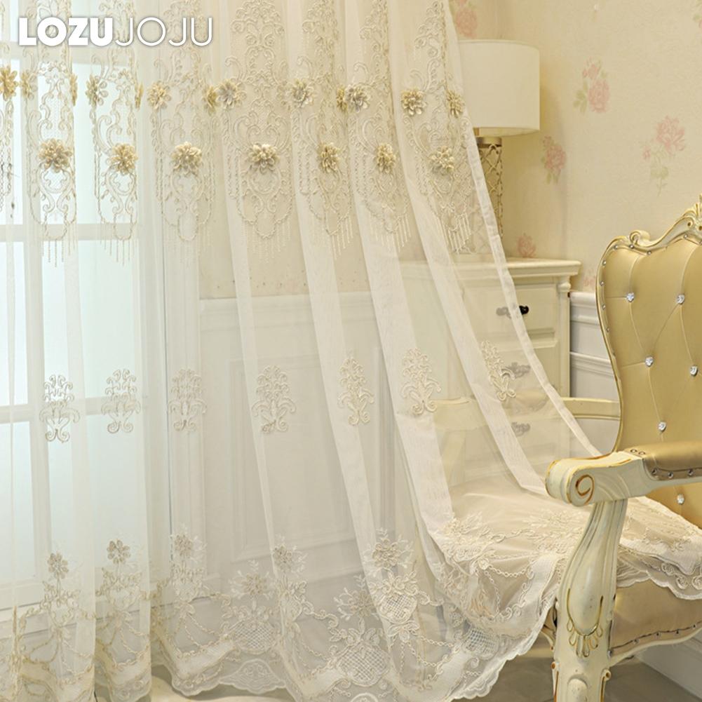 1 шт. LOZUJOJU Элегантная европейская вышитая трехмерная прозрачная штора высотой 260 см, тюль для гостиной, спальни, украшения окон, домашнего декора