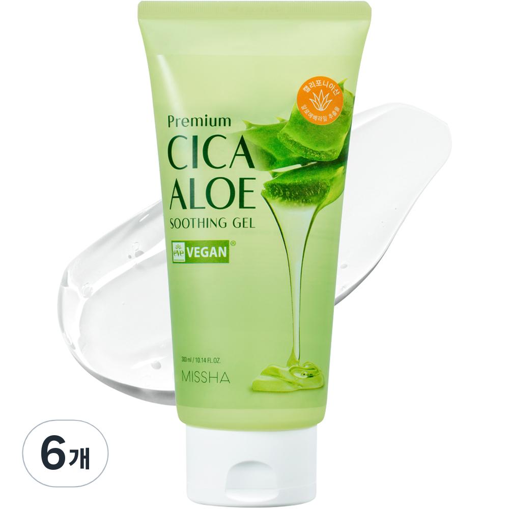 MISSHA Premium Cica Aloe Soothing Gel, 300ml, 6 Ea.