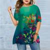 Plus Size Women's Summer Dark Butterfly Print Comfortable Short Sleeved Round Neck T-shirt Casual Baggy Medium Length T-shirt
