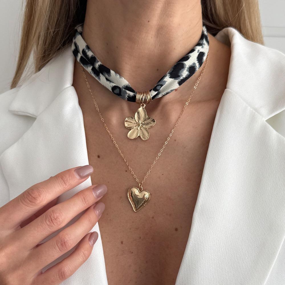 Leopard Print Conch Starfish Necklace Seashell Beads Chain Choker Scarf Necklace Gold Jewelry