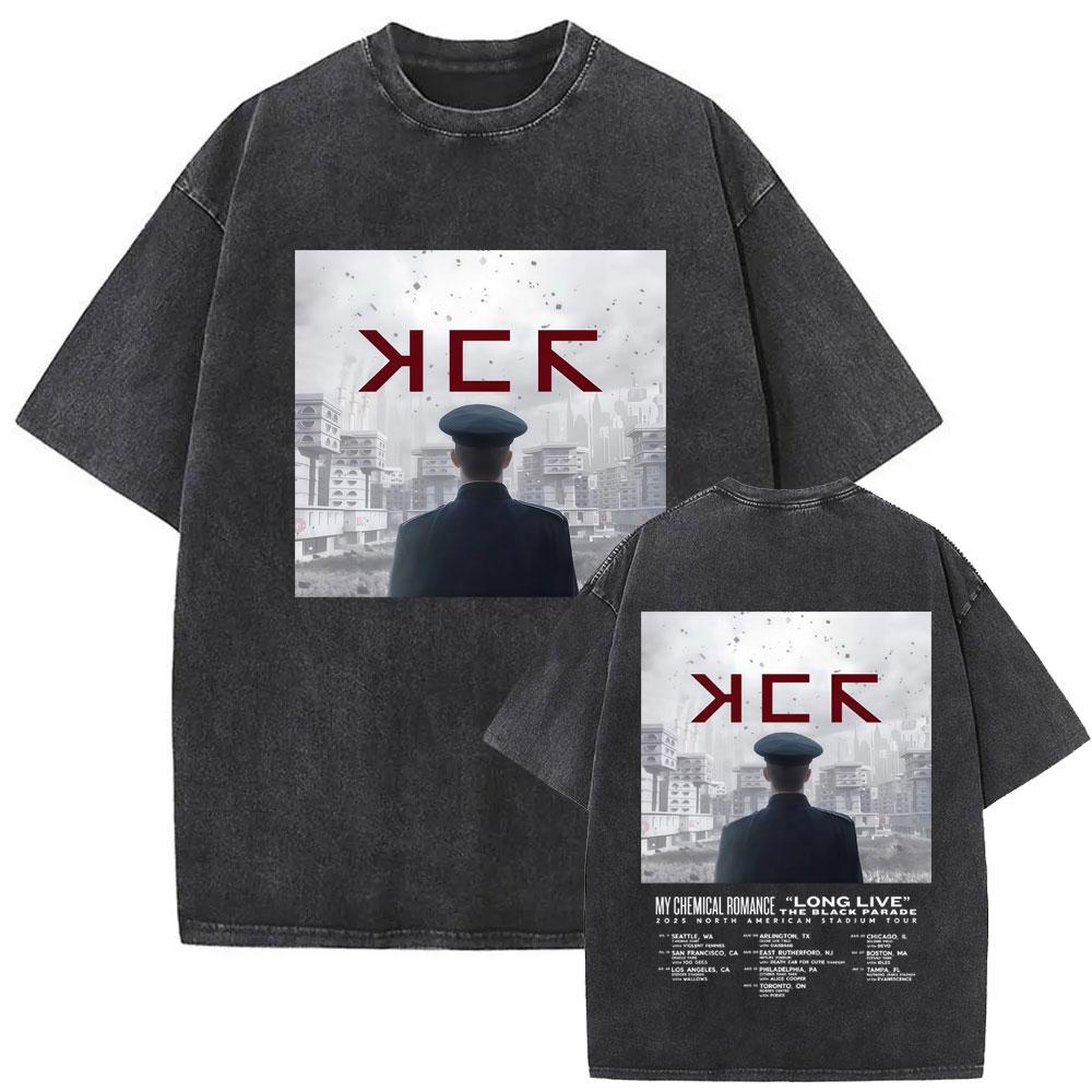 Washed Vintage My Chemical Romance Tshirt The Black Parade Album Graphic Tshirts Men Women Punk Emo Rock Oversized T Shirts