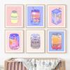 Banana Milk Coral Sweat HD Can Poster Print Peach Motel Peach Wall Art Canvas Painting Cartoon Cans Royal Tea Room Home Decor