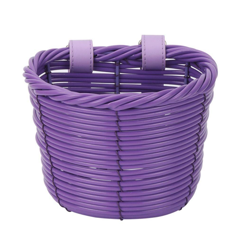 Retro Woven Front Riding Basket 7 Styles Children's Bicycle Scooter Basket Front Handle Carrier