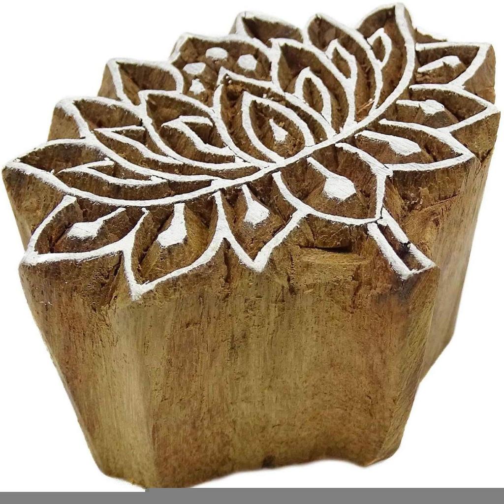 Индийские деревянные штампы Lotus Printing Block Резные штампы ручной работы Декоративные блоки