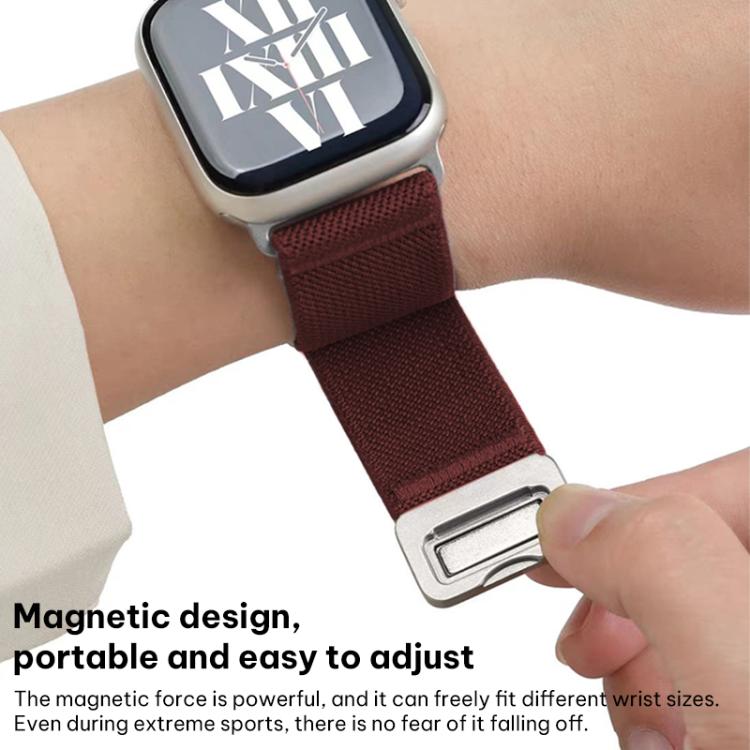Elastic‑Nylon Replacement Watch‑Strap With Magnetic‑Buckle, Stretch Adjustable Wrist‑Bracelet Accessory For Apple Watch 38/40/41/42mm