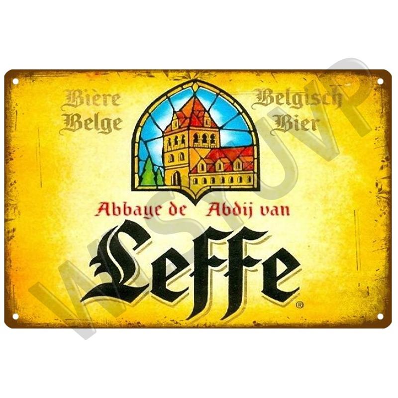 Leffe Ретро Металлическая Вывеска Жестяная Вывеска Виски Бельгия Пиво Дощечка Металлический Декор Стены Винтажный Декор Плакатные Тарелки Мужская Пещера Потертый Шик