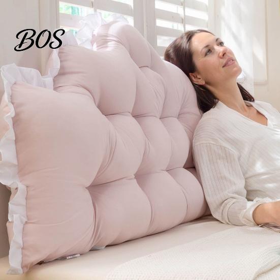 Reading Cushion for Window Seat Headboard with Ruffle Trim, Dorm Pillow, Crown Shape, Bed Decorative Backrest Wedge Support Pillow College Bedroom
