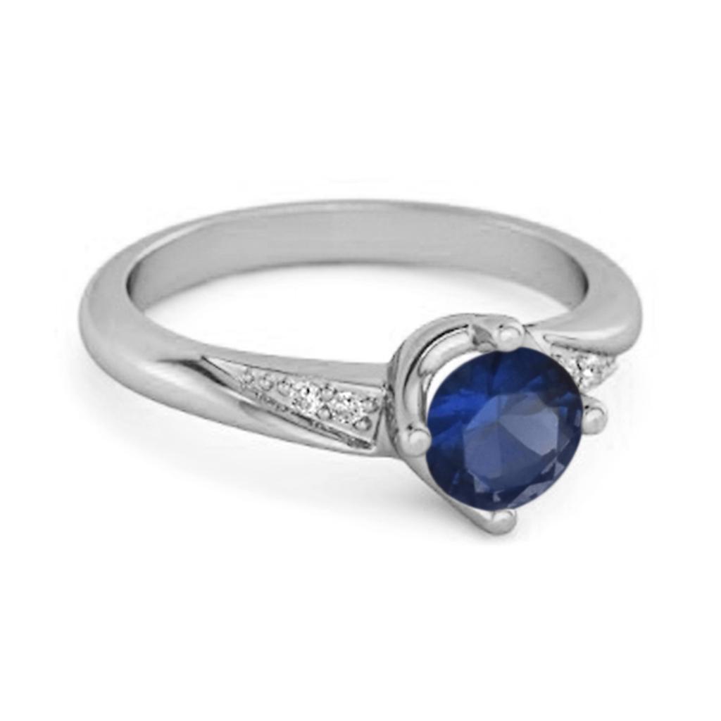 Blue Sapphire Wedding Ring - 925 Sterling Silver